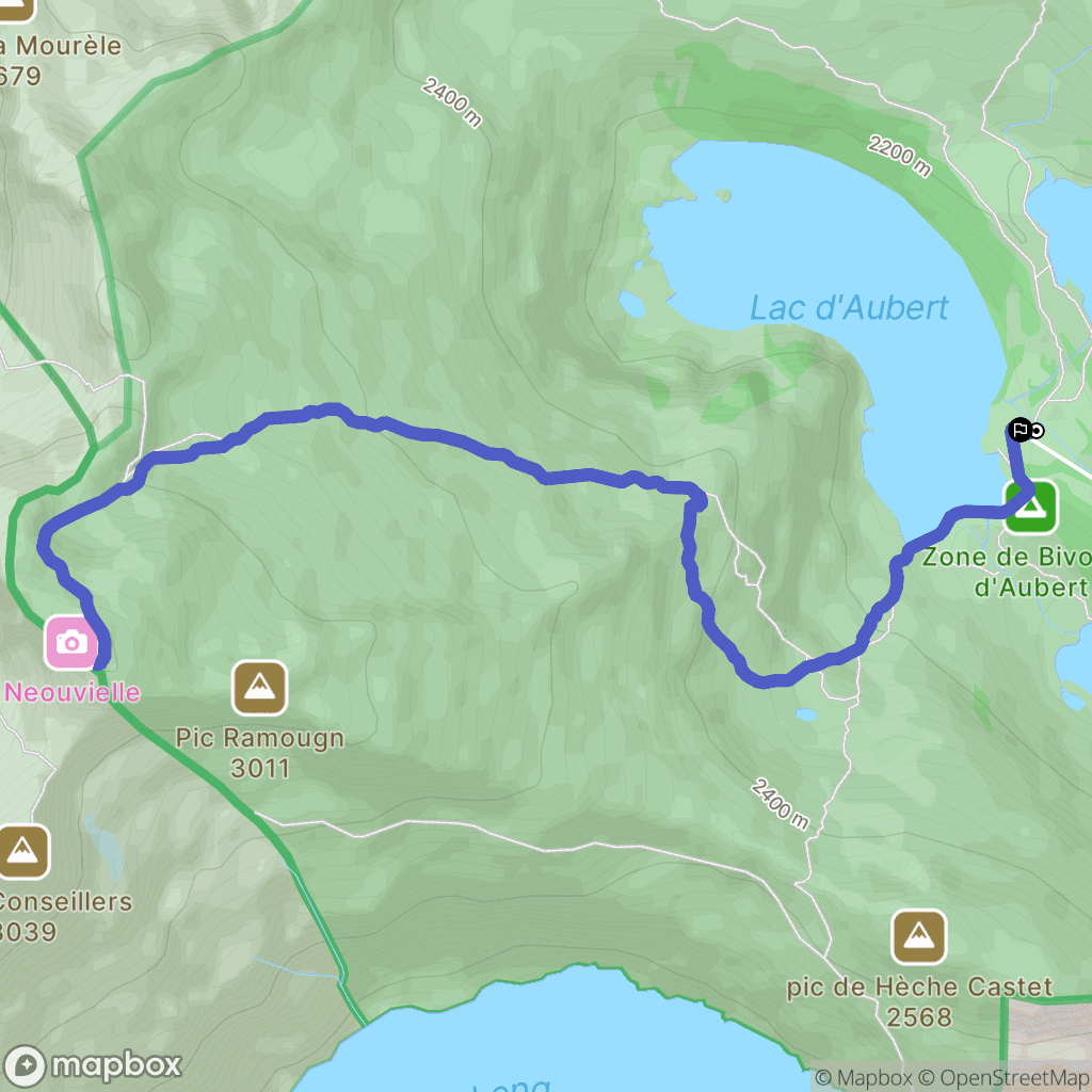Aragnouet : carte du parcours de randonnée - France