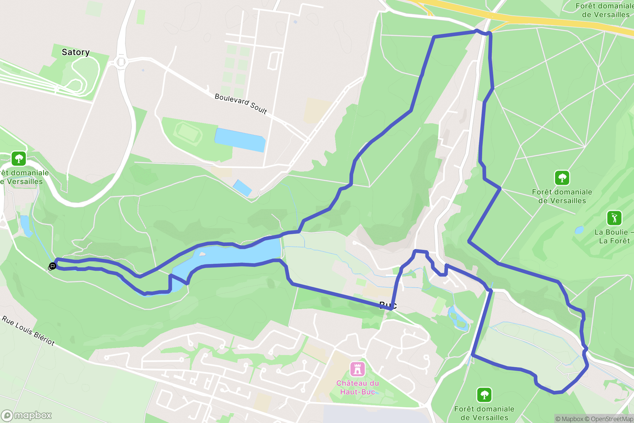 Versailles : carte du parcours de randonnée - France