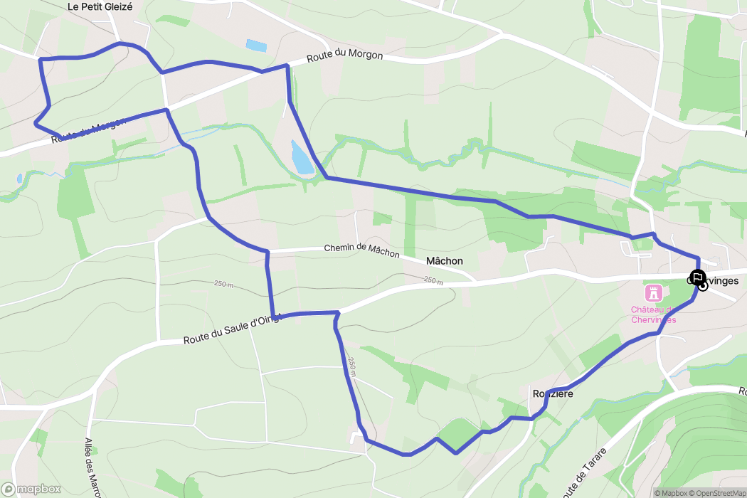 Chervinges, Gleizé : carte du parcours de randonnée - France