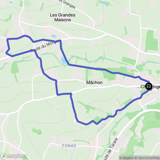 Chervinges, Gleizé : carte du parcours de randonnée - France