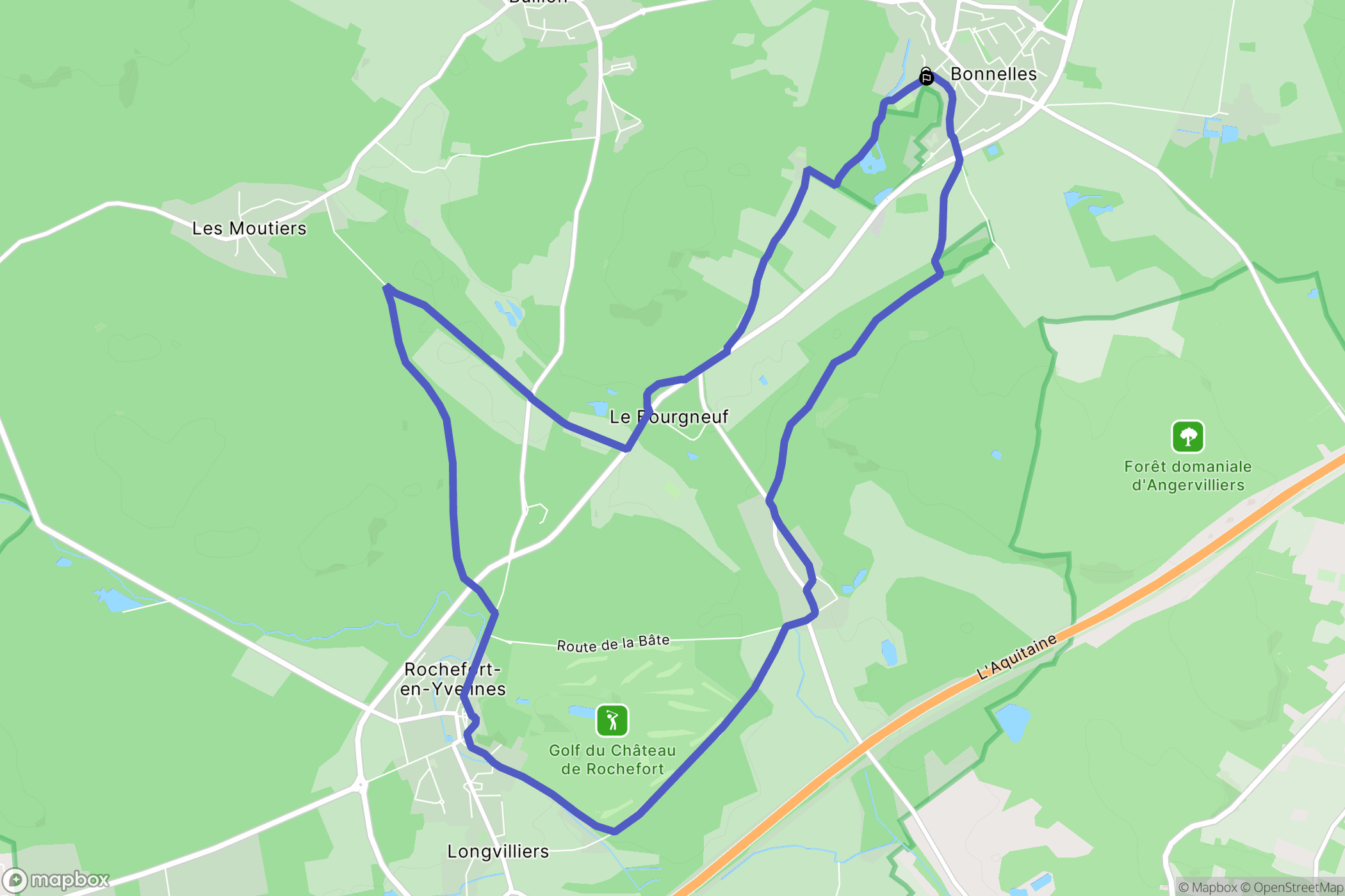 Rambouillet : carte du parcours de randonnée - France