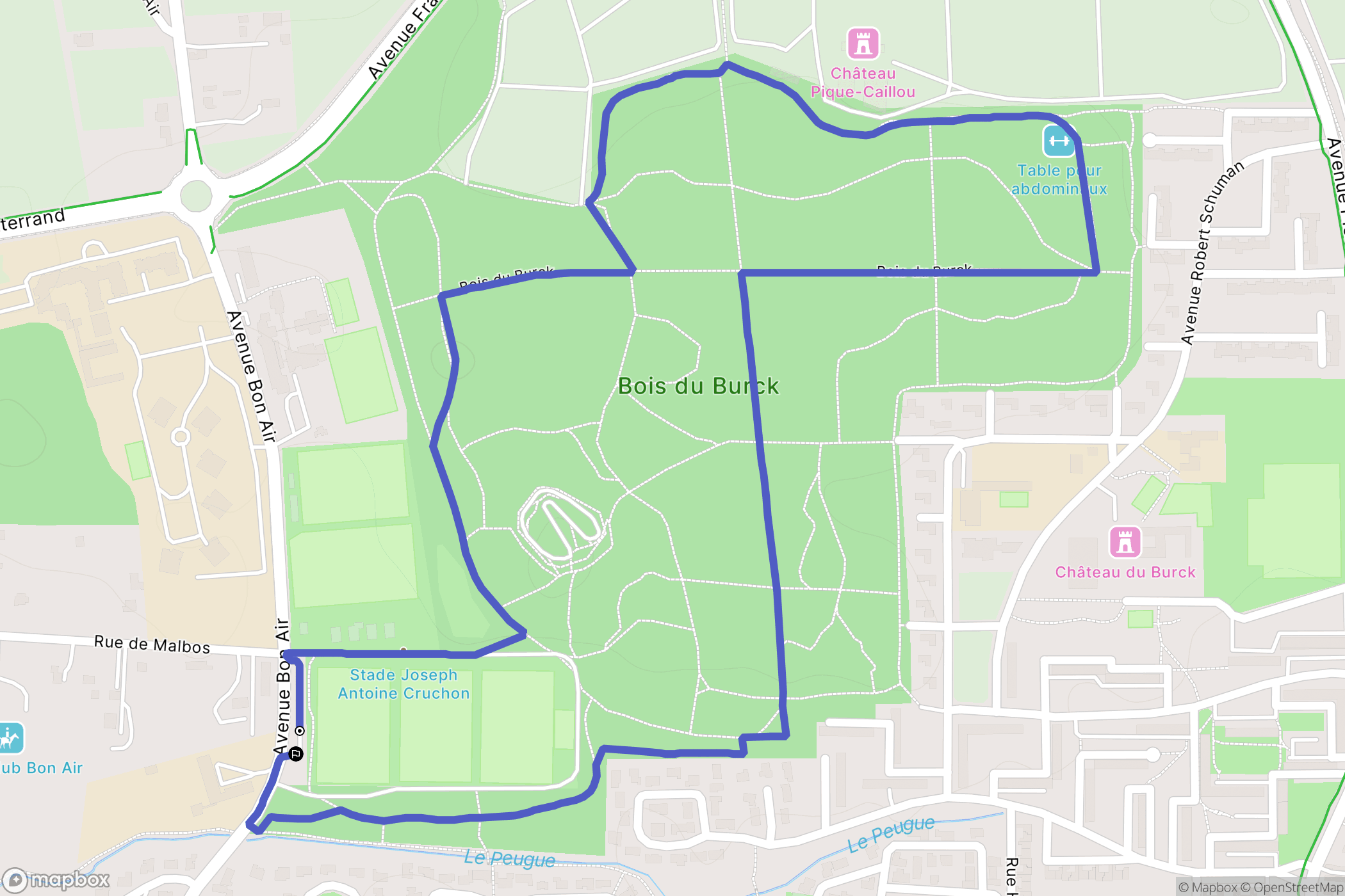 Le Burck, Mérignac : carte du parcours de randonnée - France
