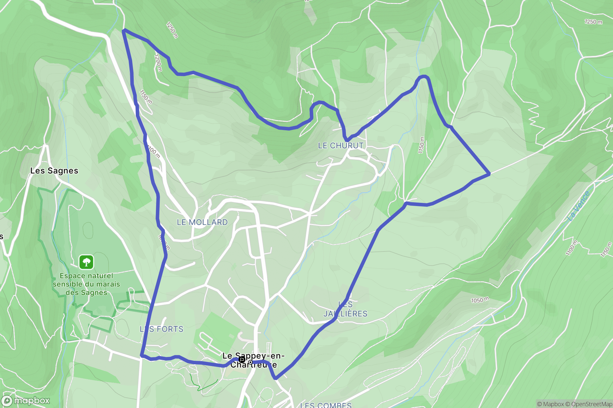 Sappey en Chartreuse : carte du parcours de randonnée - France