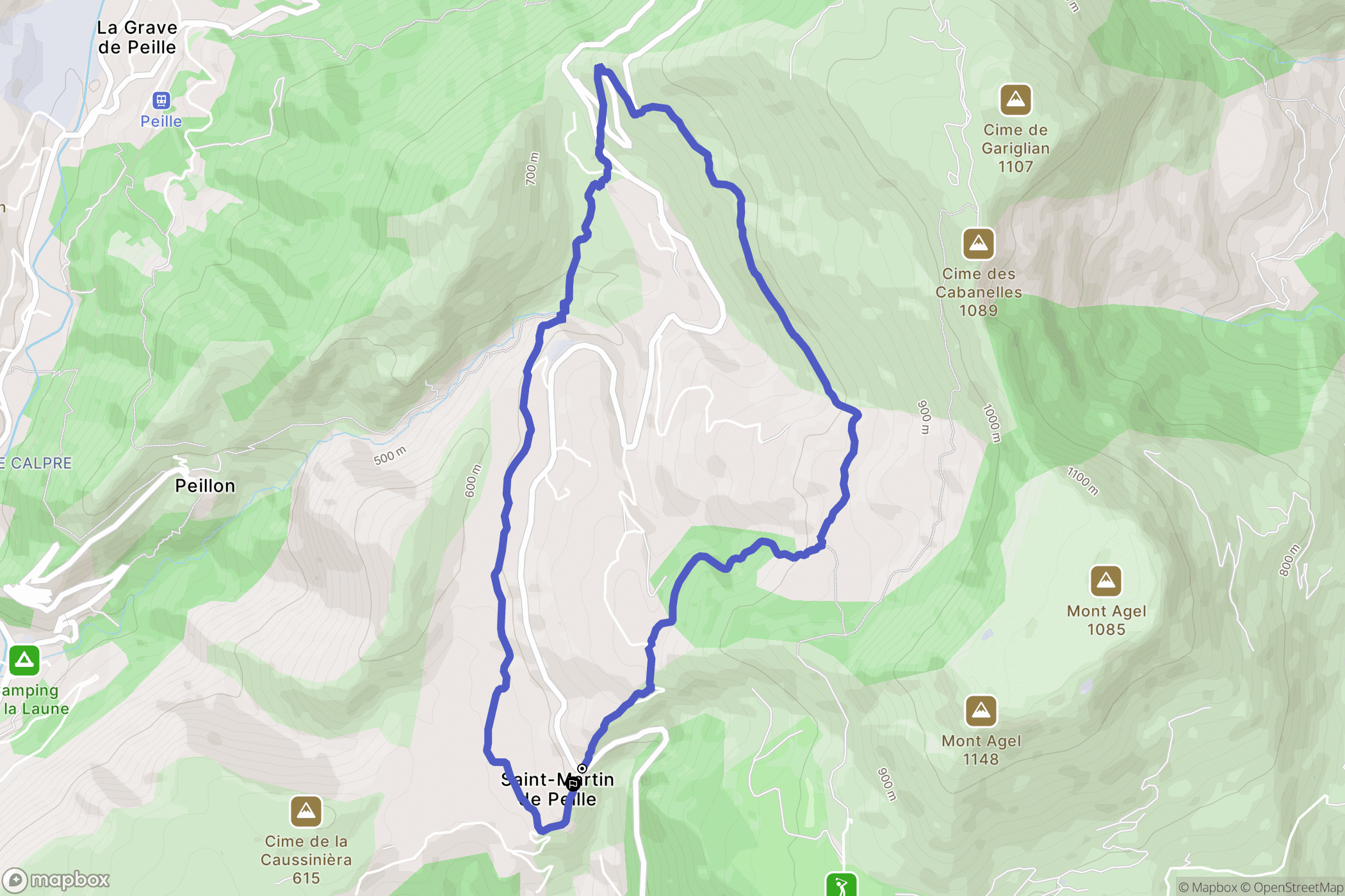 Saint-Martin de Peille : carte du parcours de randonnée - France