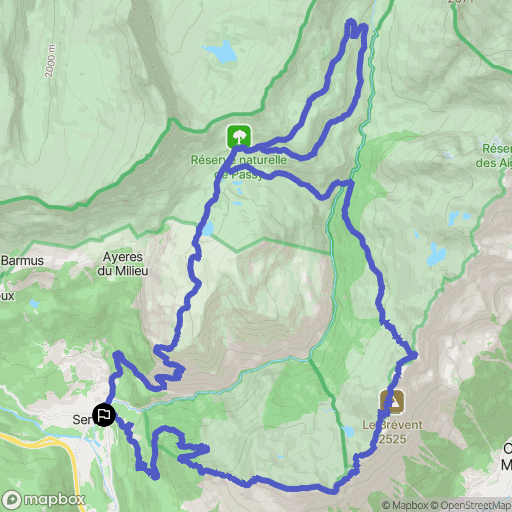 Servoz : carte du parcours de randonnée - France