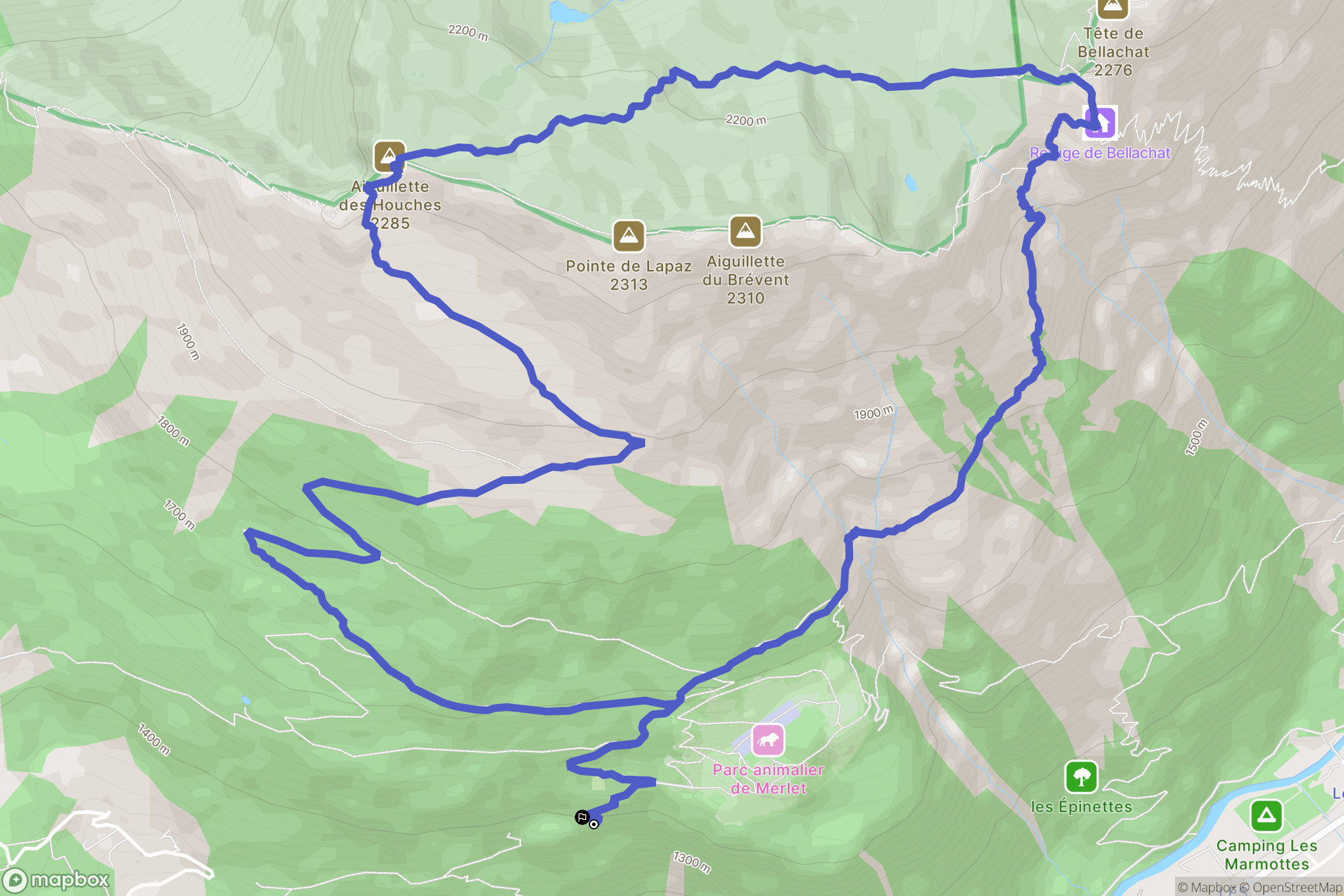 Parc de Marlet, Les Houches : carte du parcours de randonnée - France