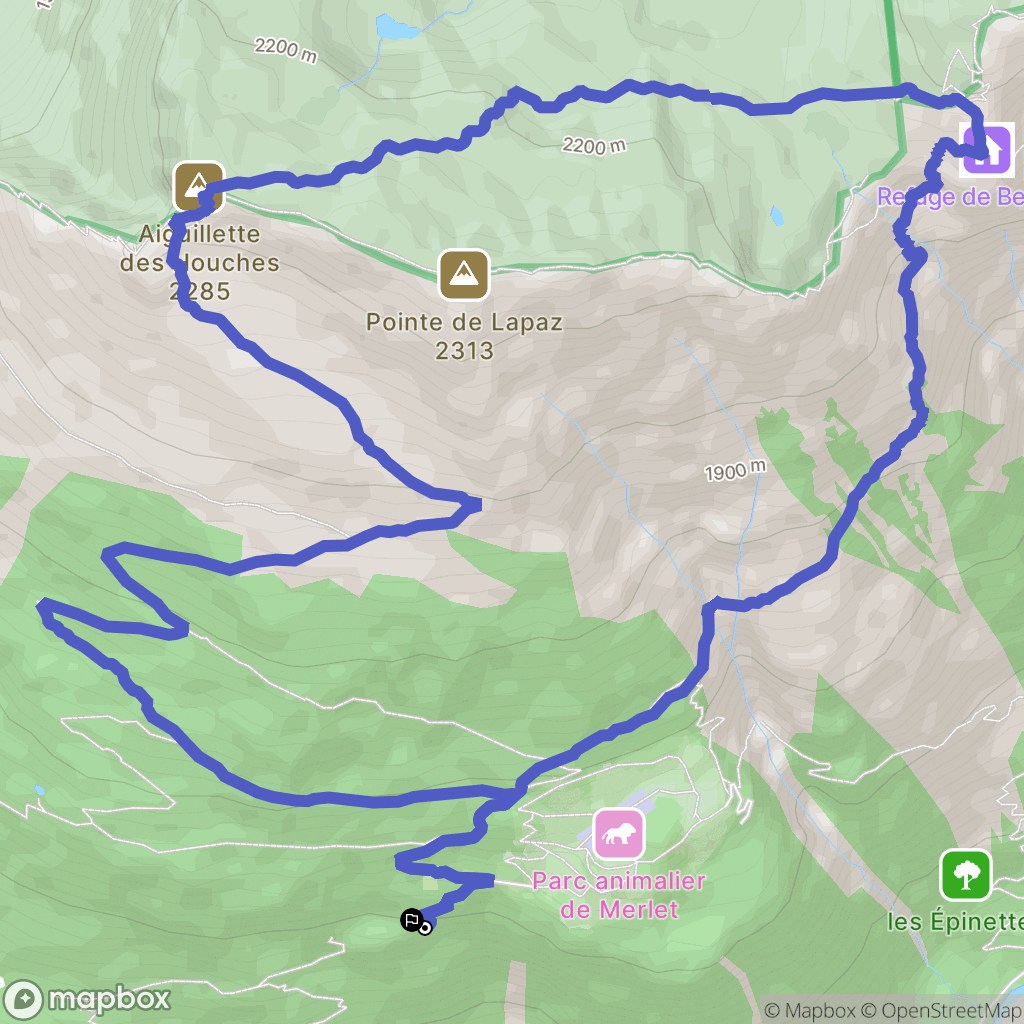 Parc de Marlet, Les Houches : carte du parcours de randonnée - France