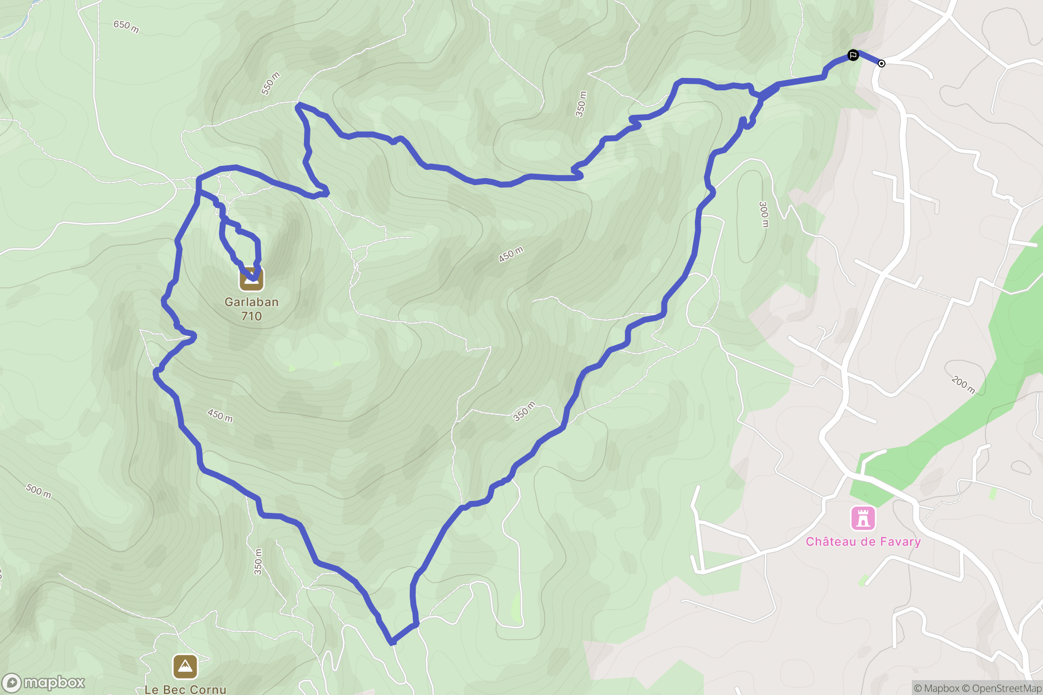 Aubagne : carte du parcours de randonnée - France