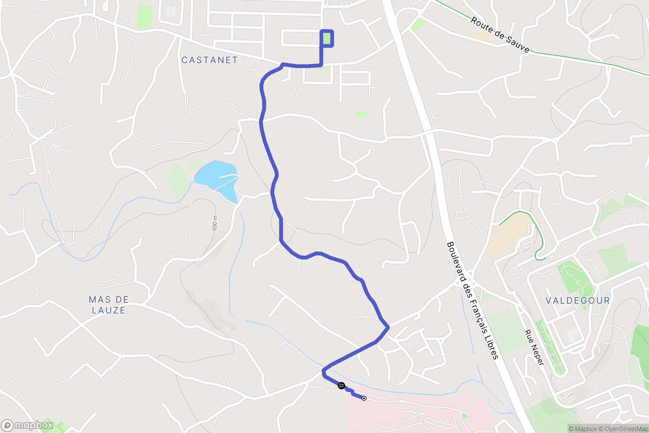 Castanet, Nîmes : carte du parcours de randonnée - France