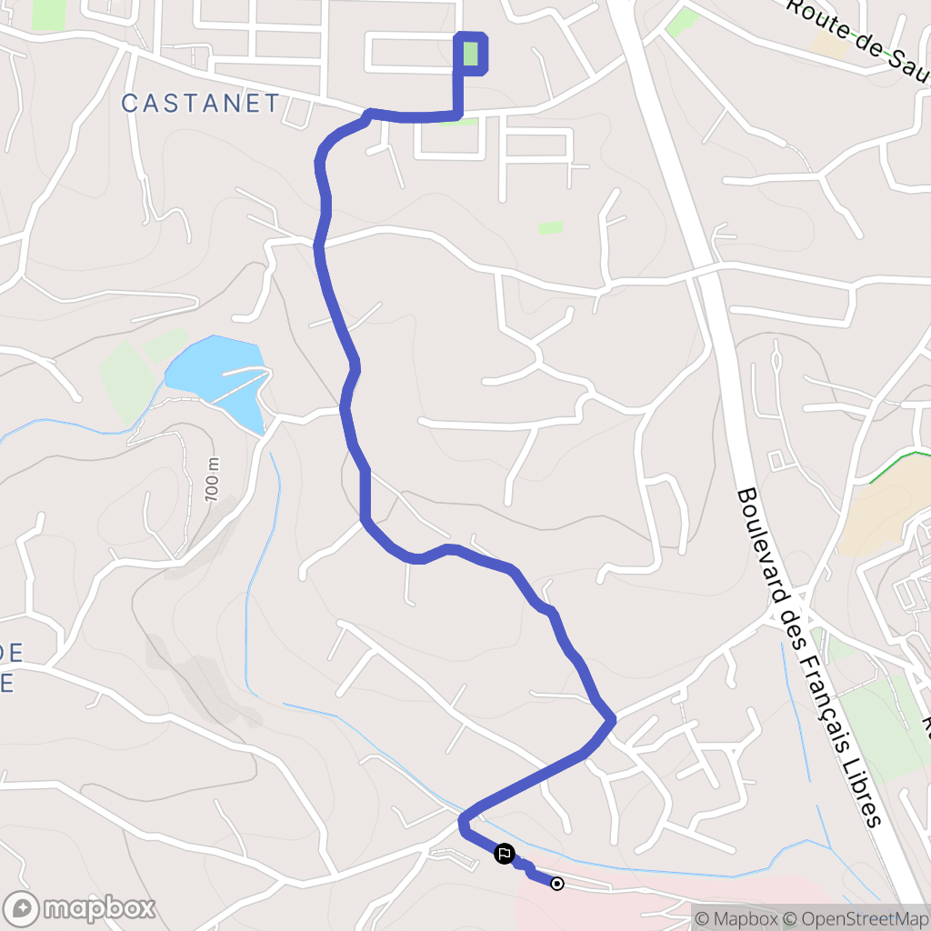 Castanet, Nîmes : carte du parcours de randonnée - France