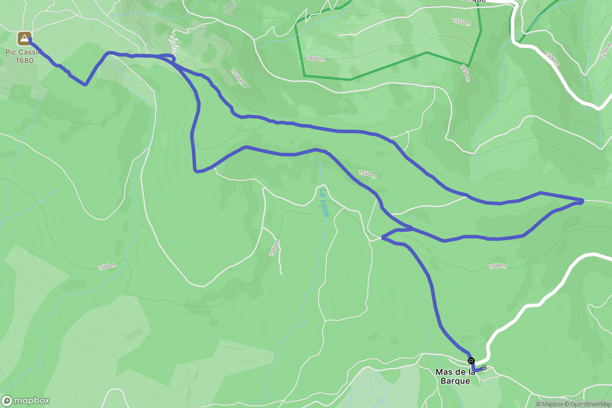Mas de la Barque, Vialas : carte du parcours de randonnée - France