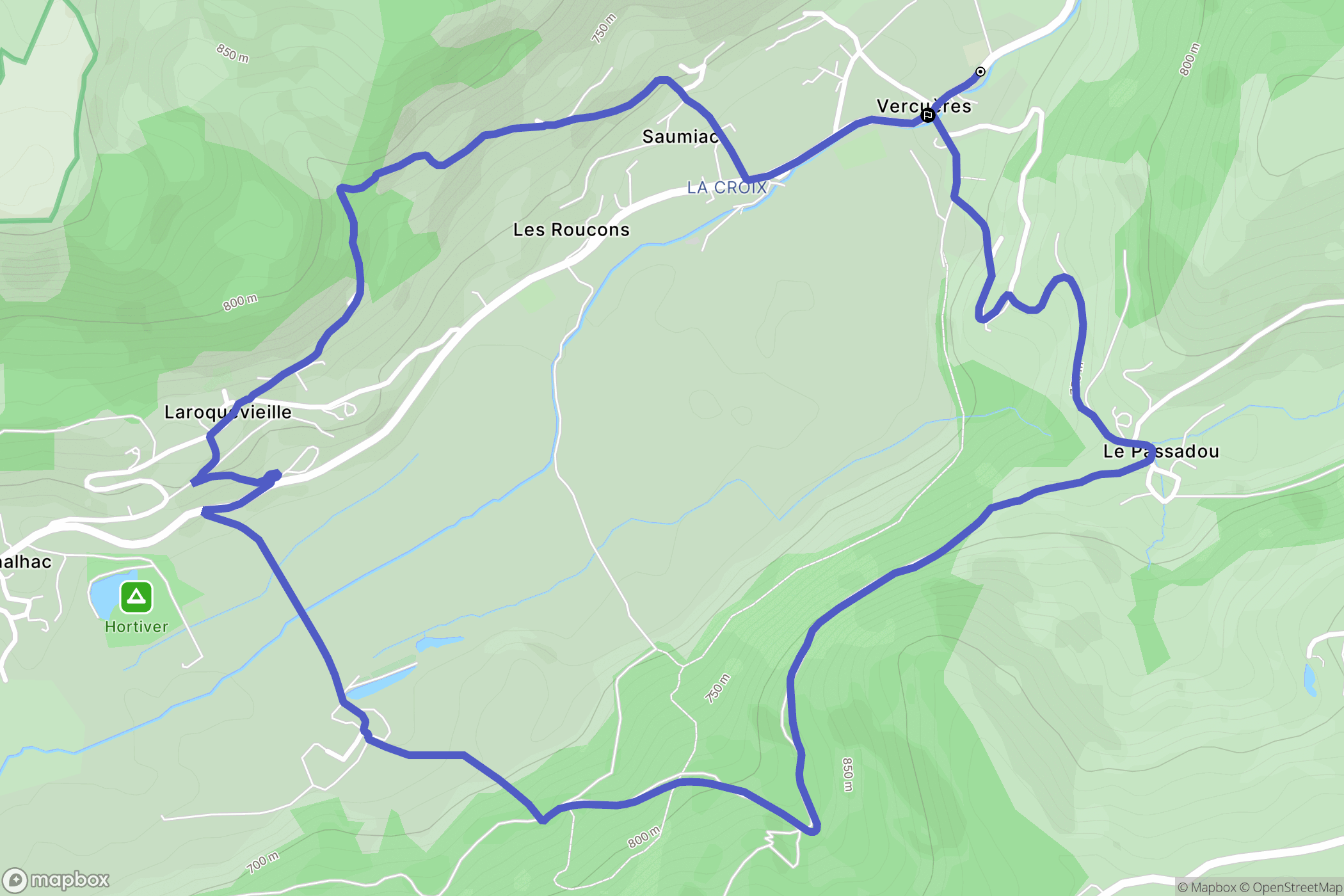 Vercuères : carte du parcours de randonnée - France