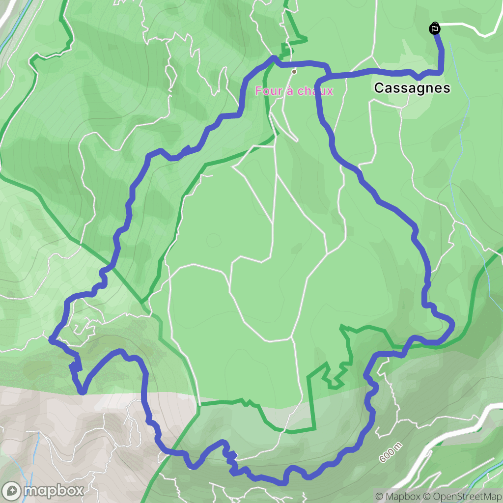 Cassagnes, Saint-Pierre-des-Tripiers : carte du parcours de randonnée - France