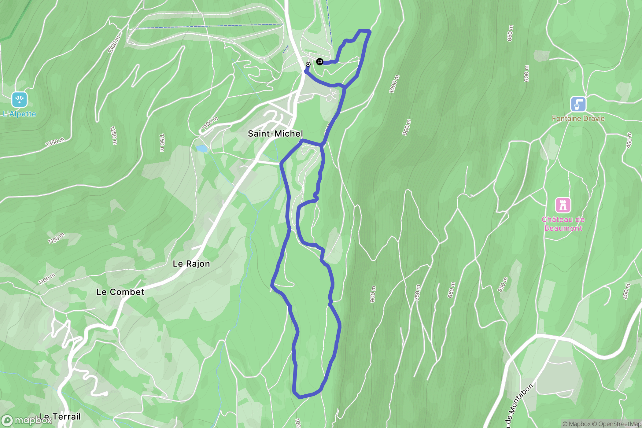 Saint-Michel, Plateau-des-Petites-Roches : carte du parcours de randonnée - France