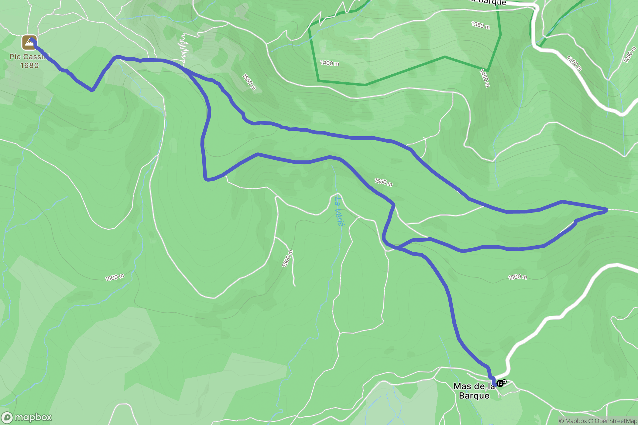 Le Mas de la Barque, Vialas : carte du parcours de randonnée - France