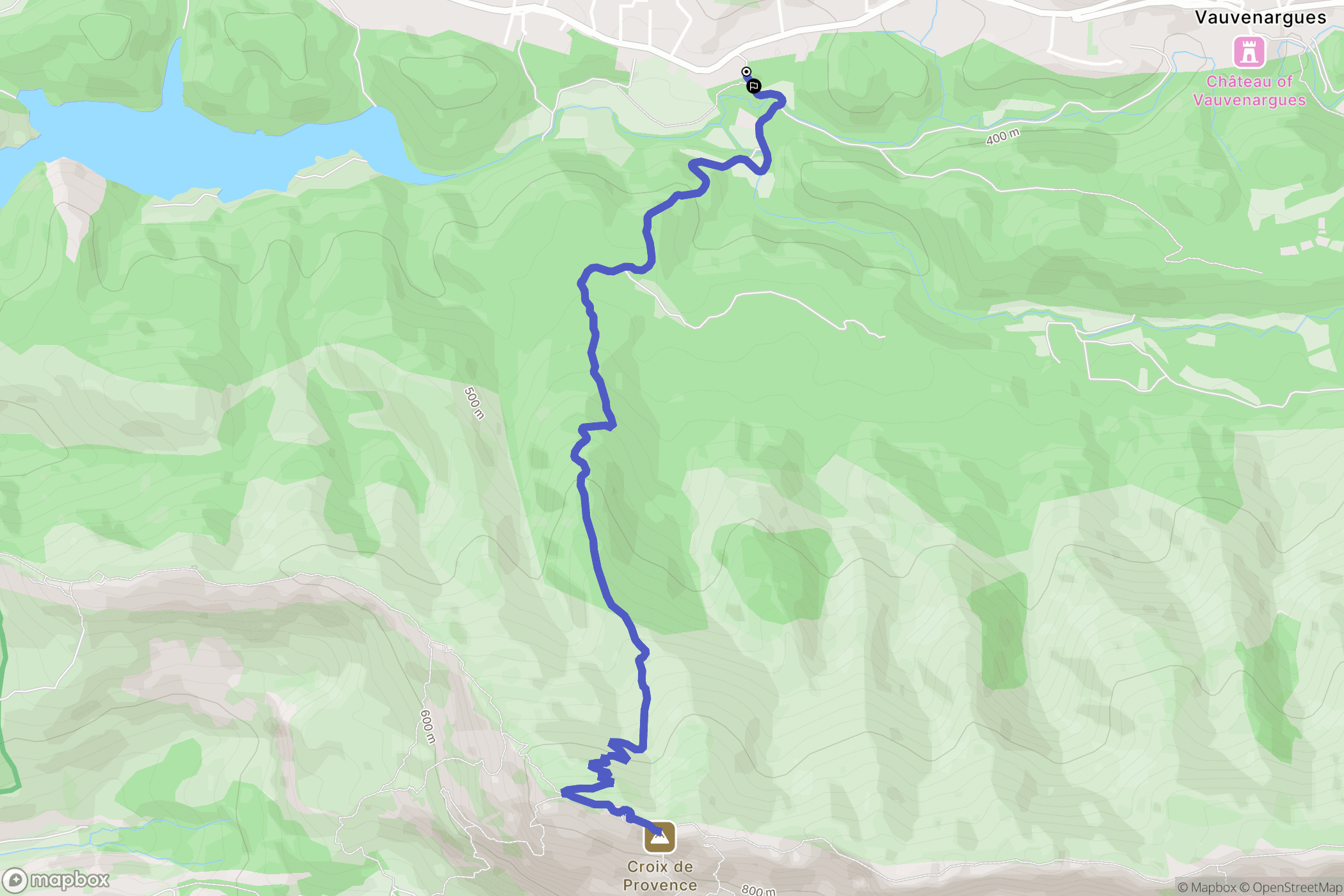 Vauvenargues, Aix en Provence : carte du parcours de randonnée - France