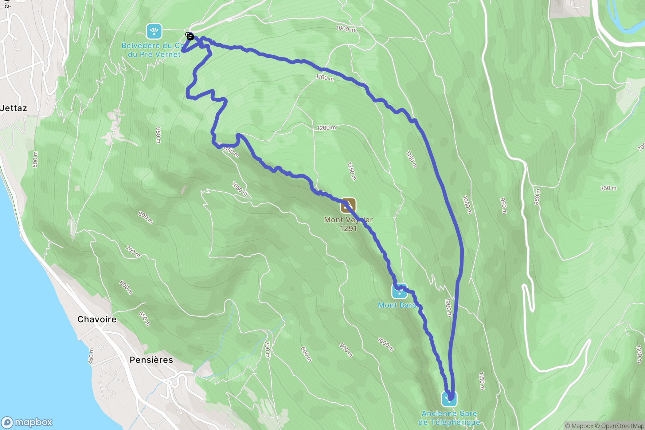 Mont Rampon, Annecy-le-Vieux : carte du parcours de randonnée - France
