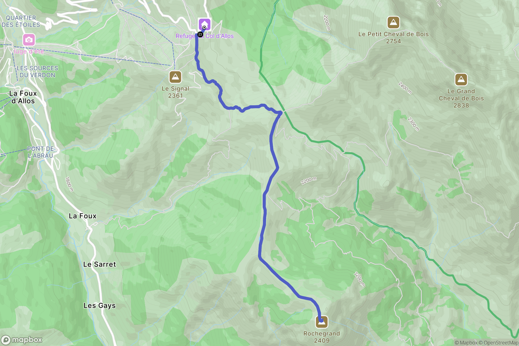 La Foux d'Allos: routekaart voor buitenactiviteiten - France