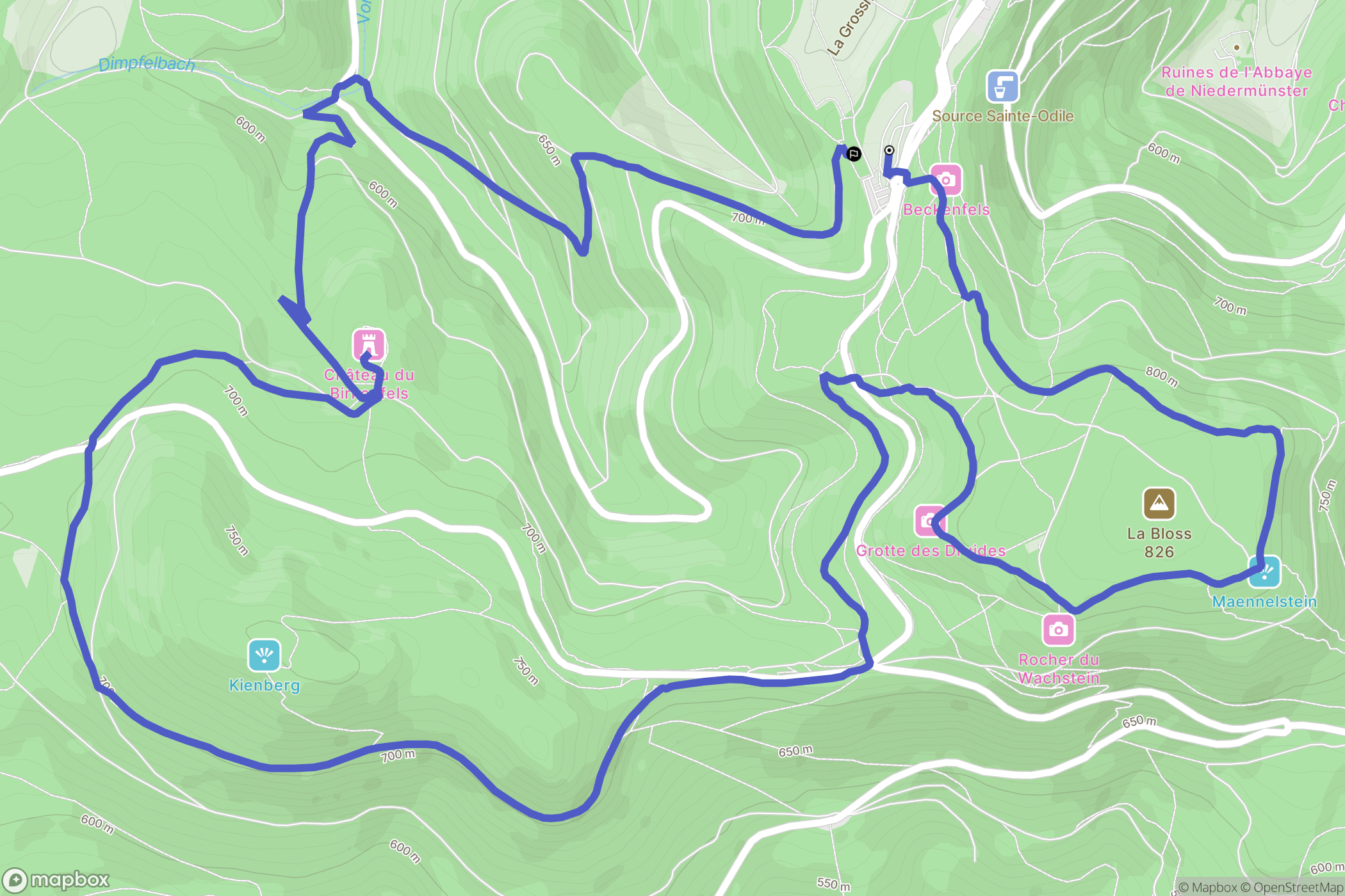 Grossmatt, Saint-Nabord : carte du parcours de randonnée - France