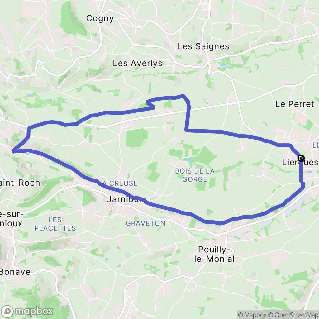 Liergues : carte du parcours de randonnée - France