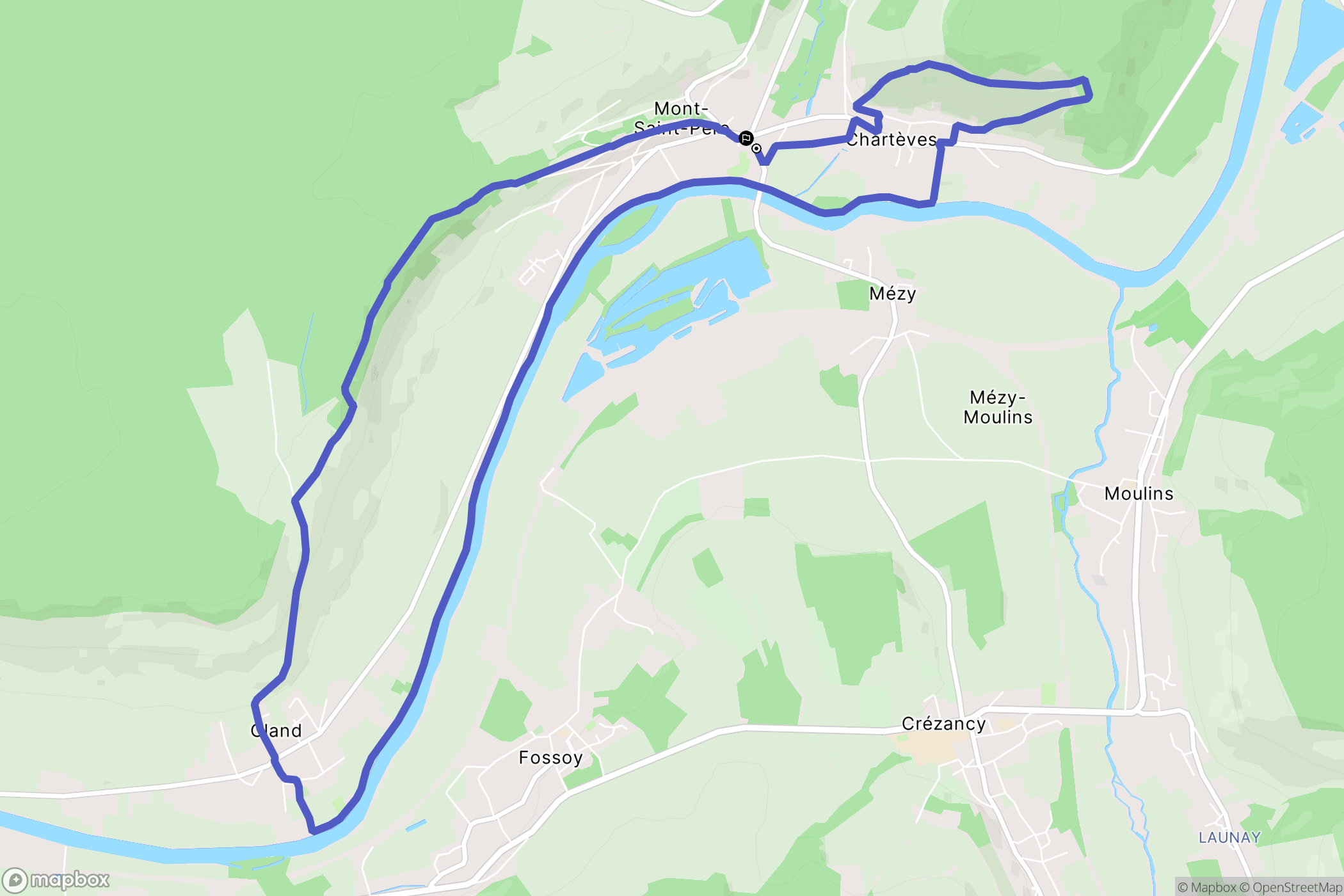 Mont-Saint-Père : carte du parcours de randonnée - France
