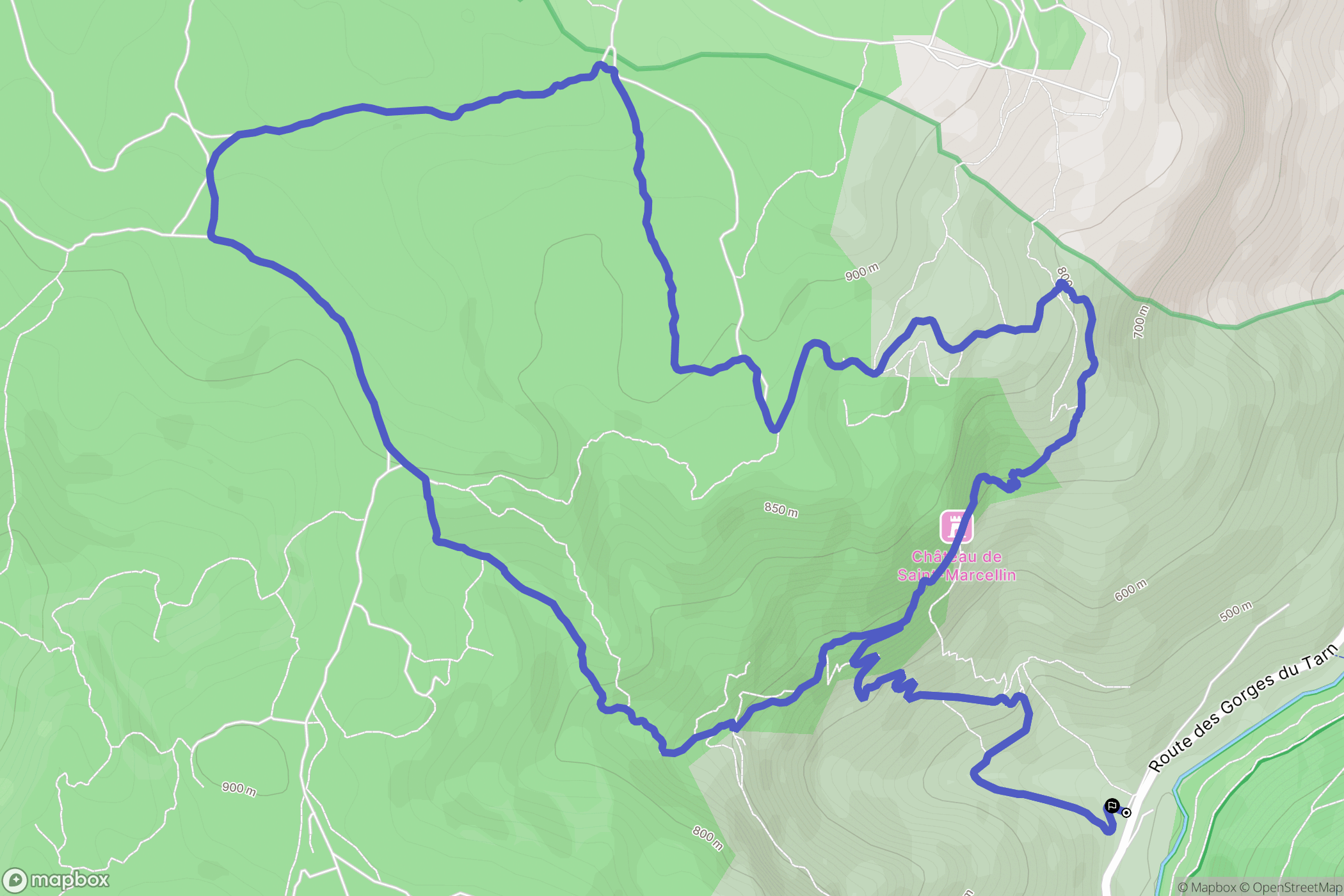 Le Rozier : carte du parcours de randonnée - France