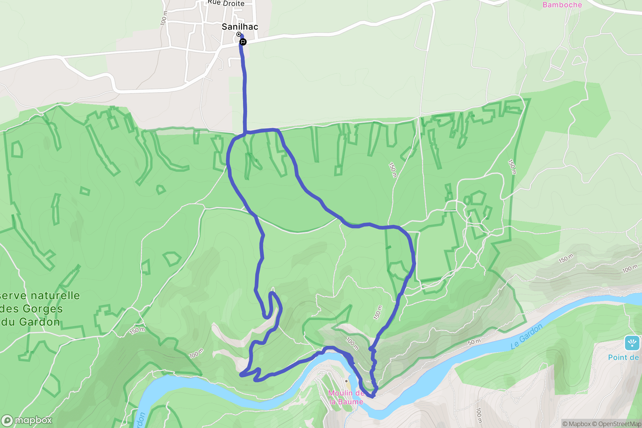 Sanilhac : carte du parcours de randonnée - France