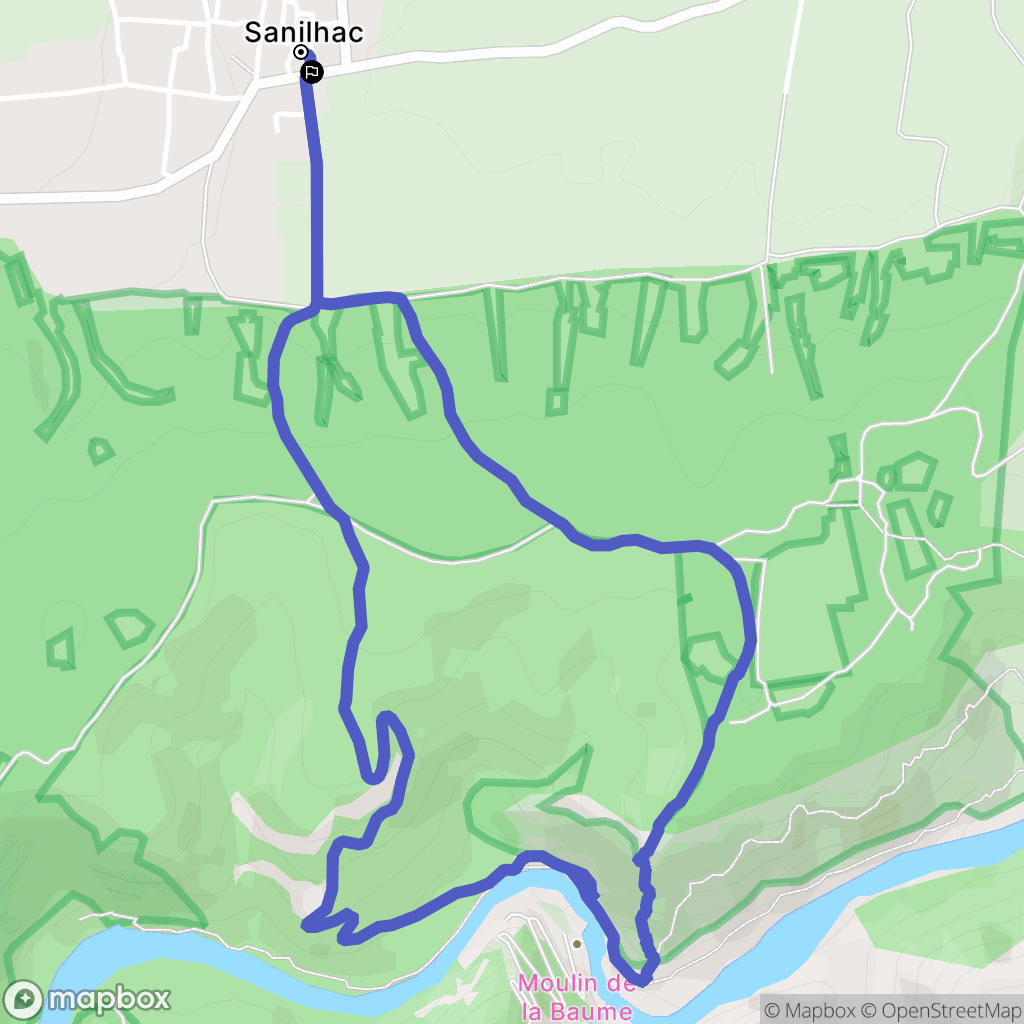 Sanilhac : carte du parcours de randonnée - France