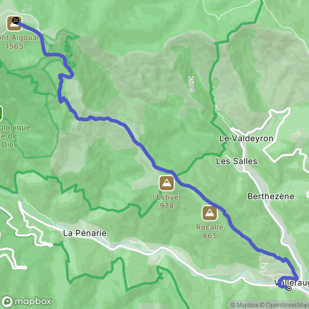 Valleraugue : carte du parcours de randonnée - France