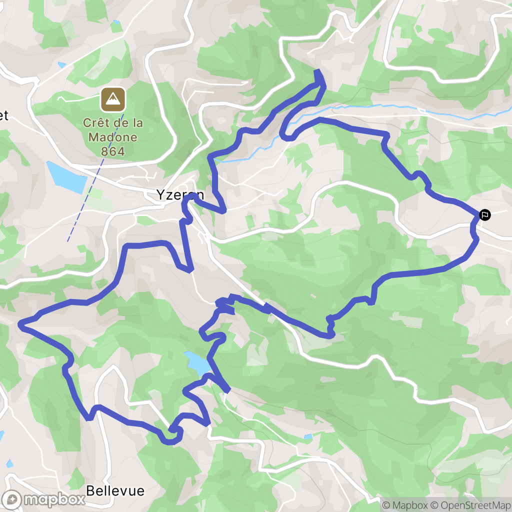Châteauvieux, Yzeron : carte du parcours de randonnée - France