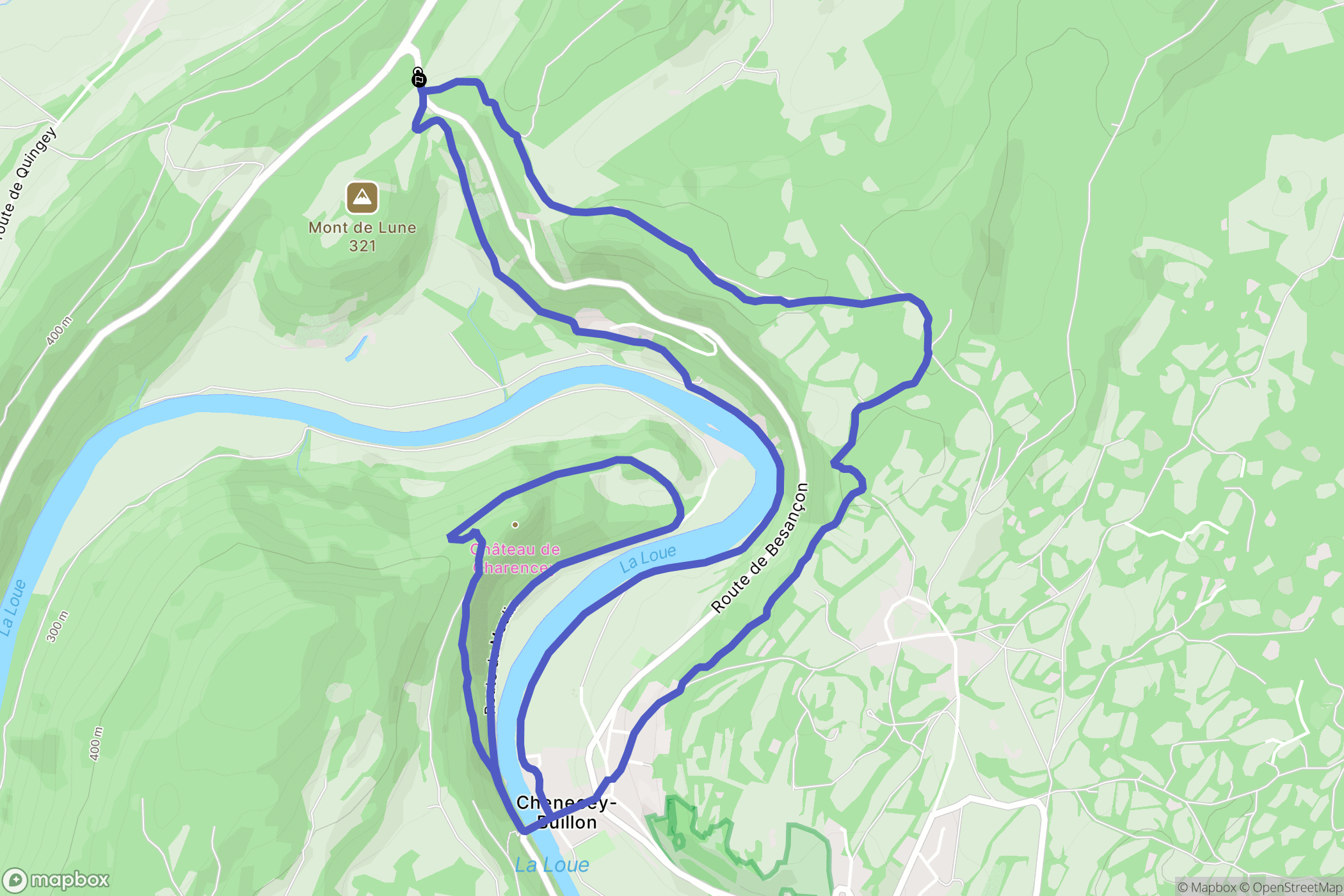 Chenecey-Buillon : carte du parcours de randonnée - France