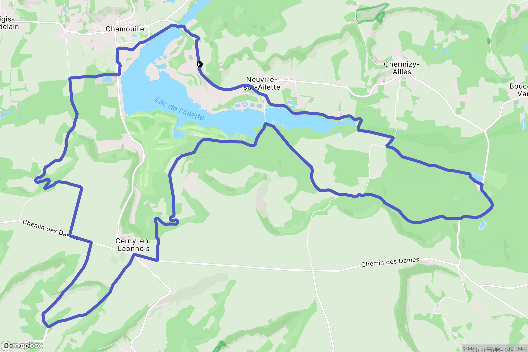 Neuville-sur-Ailette : carte du parcours de randonnée - France