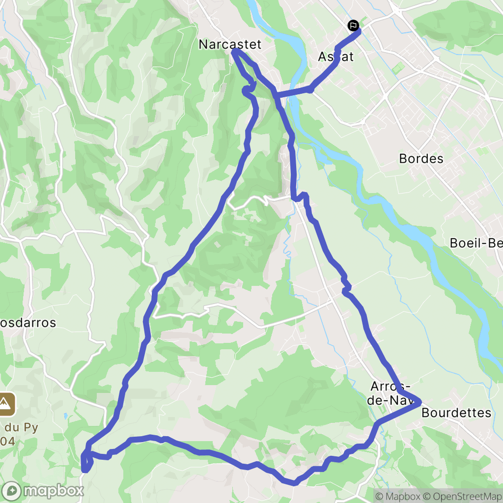 Assat (Pau) : carte du parcours de randonnée - France