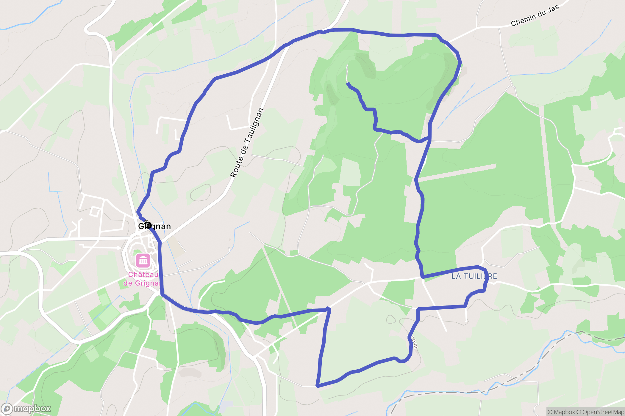 Grignan : carte du parcours de randonnée - France