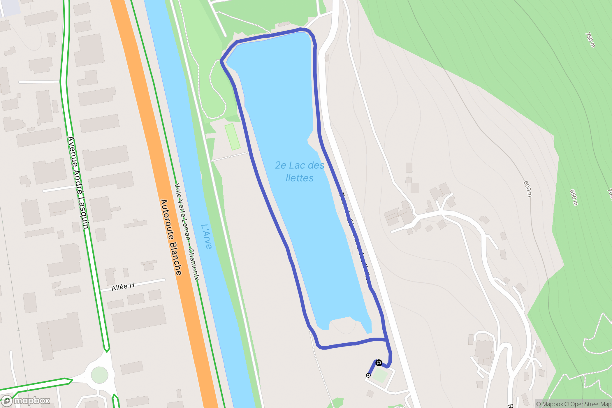 Ancien aérodrome de Sallanches Mont-Blanc : carte du parcours de randonnée - France
