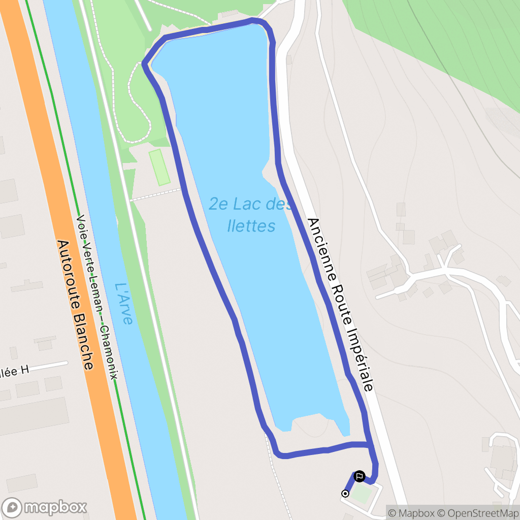 Ancien aérodrome de Sallanches Mont-Blanc : carte du parcours de randonnée - France