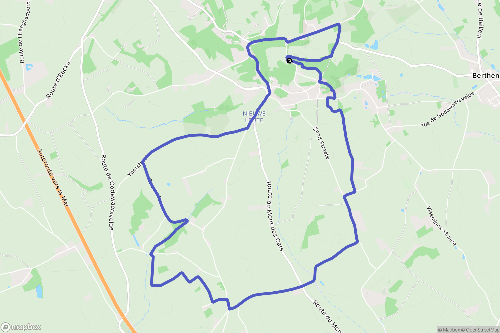 Mont des Cats, Berthen : carte du parcours de randonnée - France
