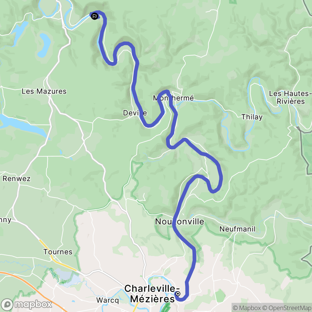 Charleville-Mézières : carte du parcours de randonnée - France