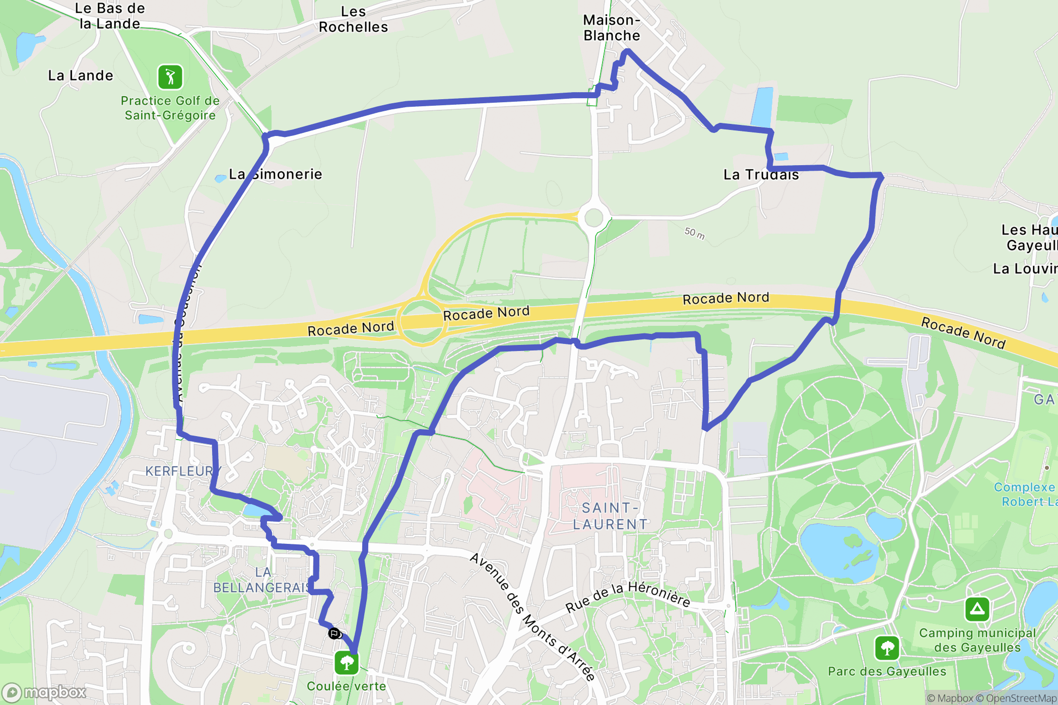 La Bellangerais, Saint-Laurent : carte du parcours de randonnée - France