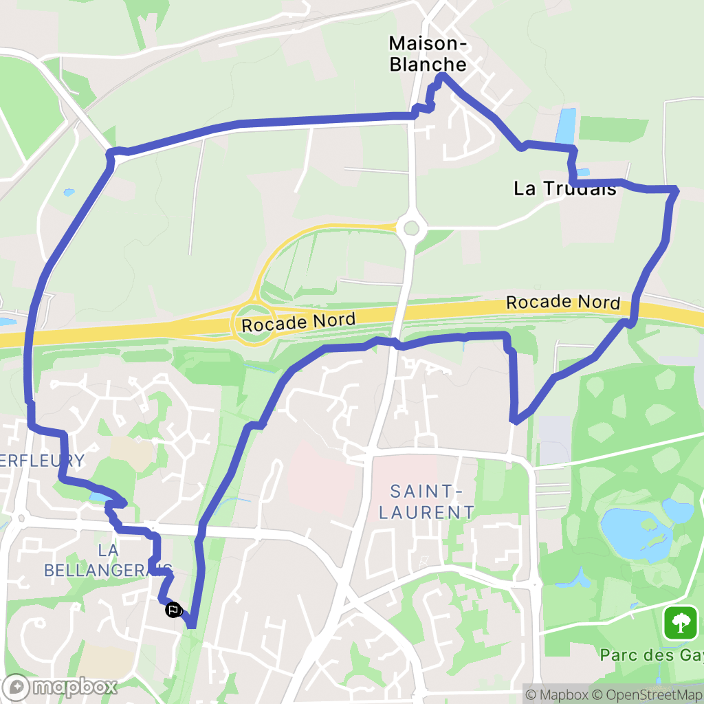La Bellangerais, Saint-Laurent : carte du parcours de randonnée - France