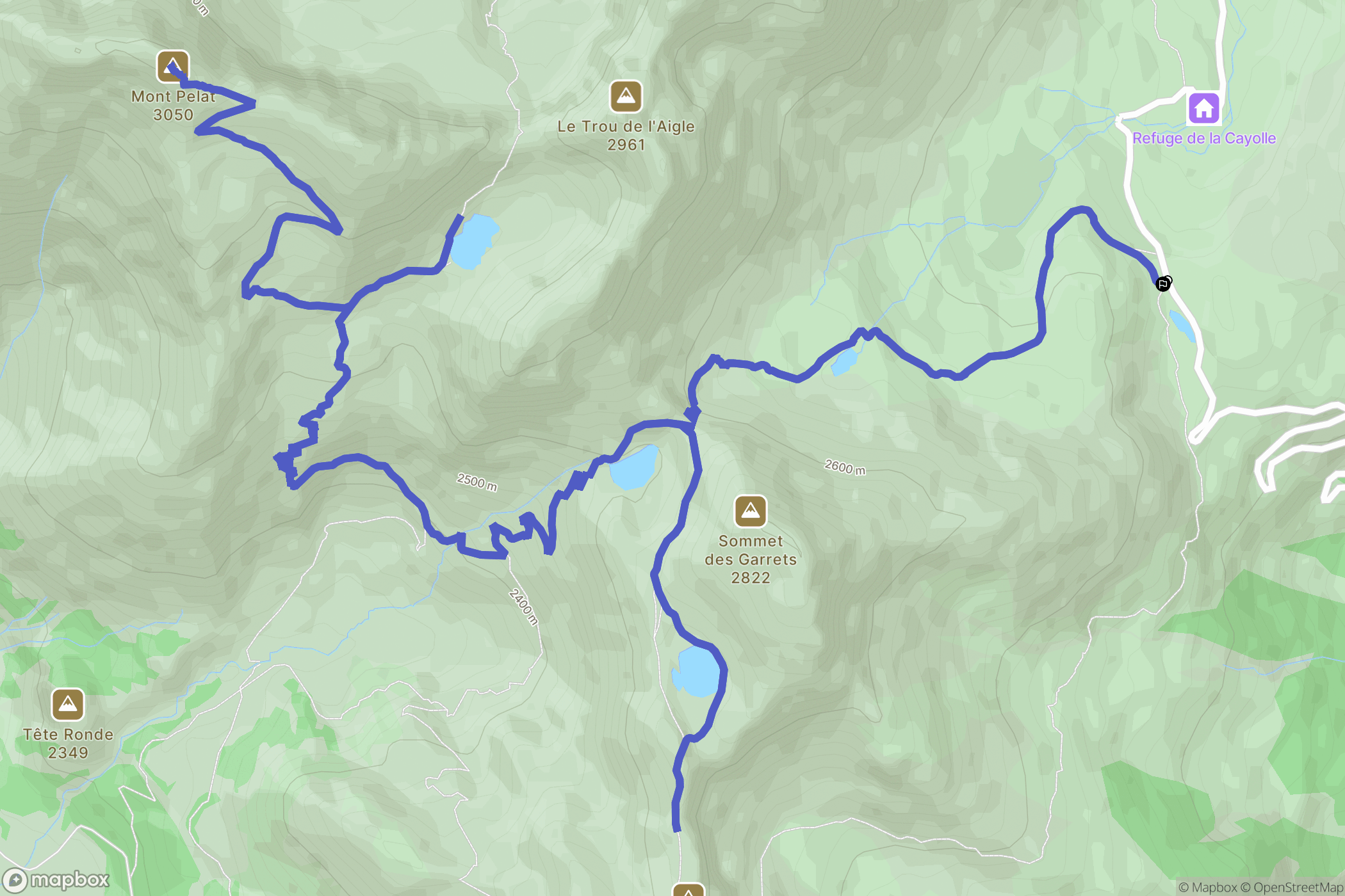 Uvernet-Fours : carte du parcours de randonnée - France