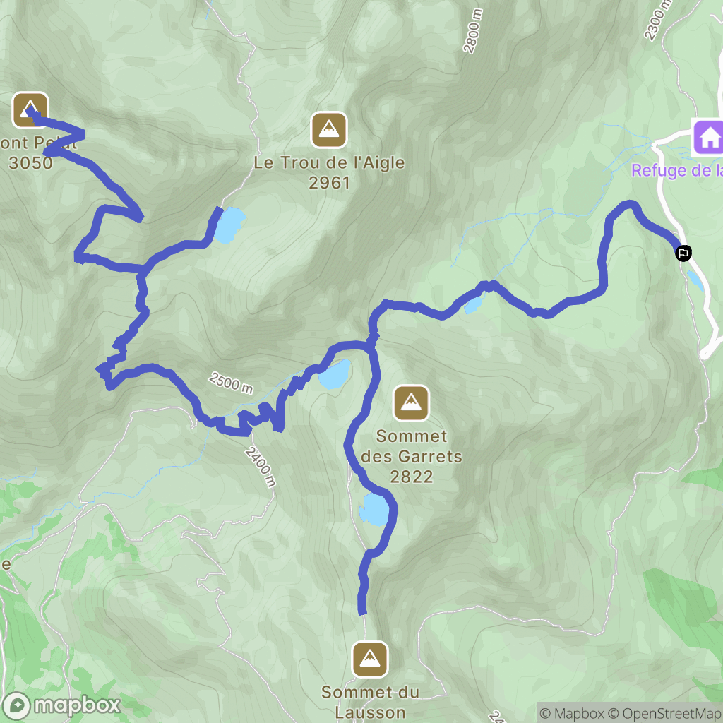 Uvernet-Fours : carte du parcours de randonnée - France