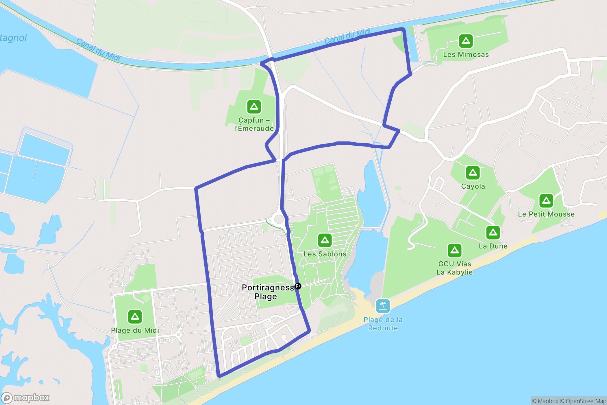 Portiragnes-Plage : carte du parcours de randonnée - France