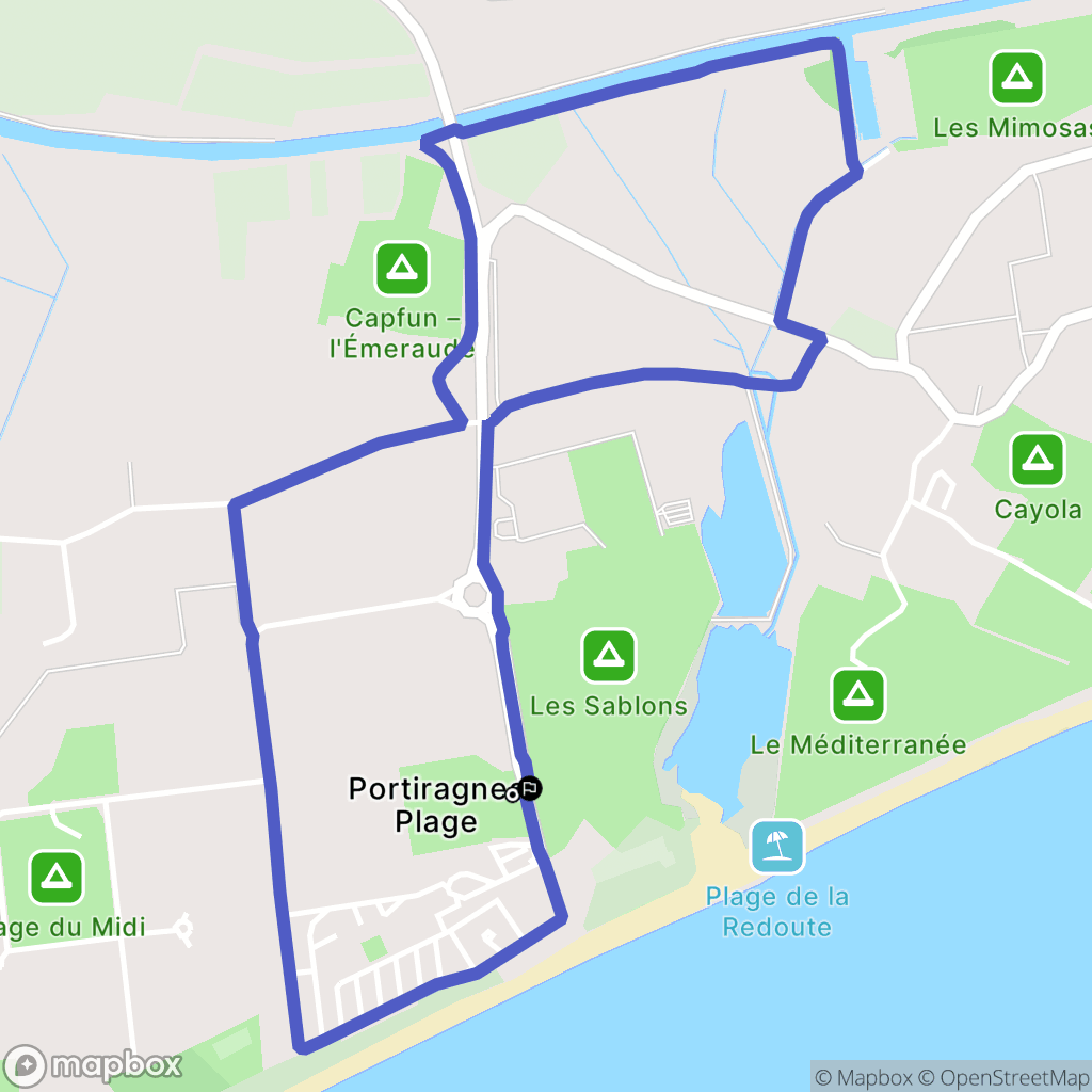 Portiragnes-Plage : carte du parcours de randonnée - France