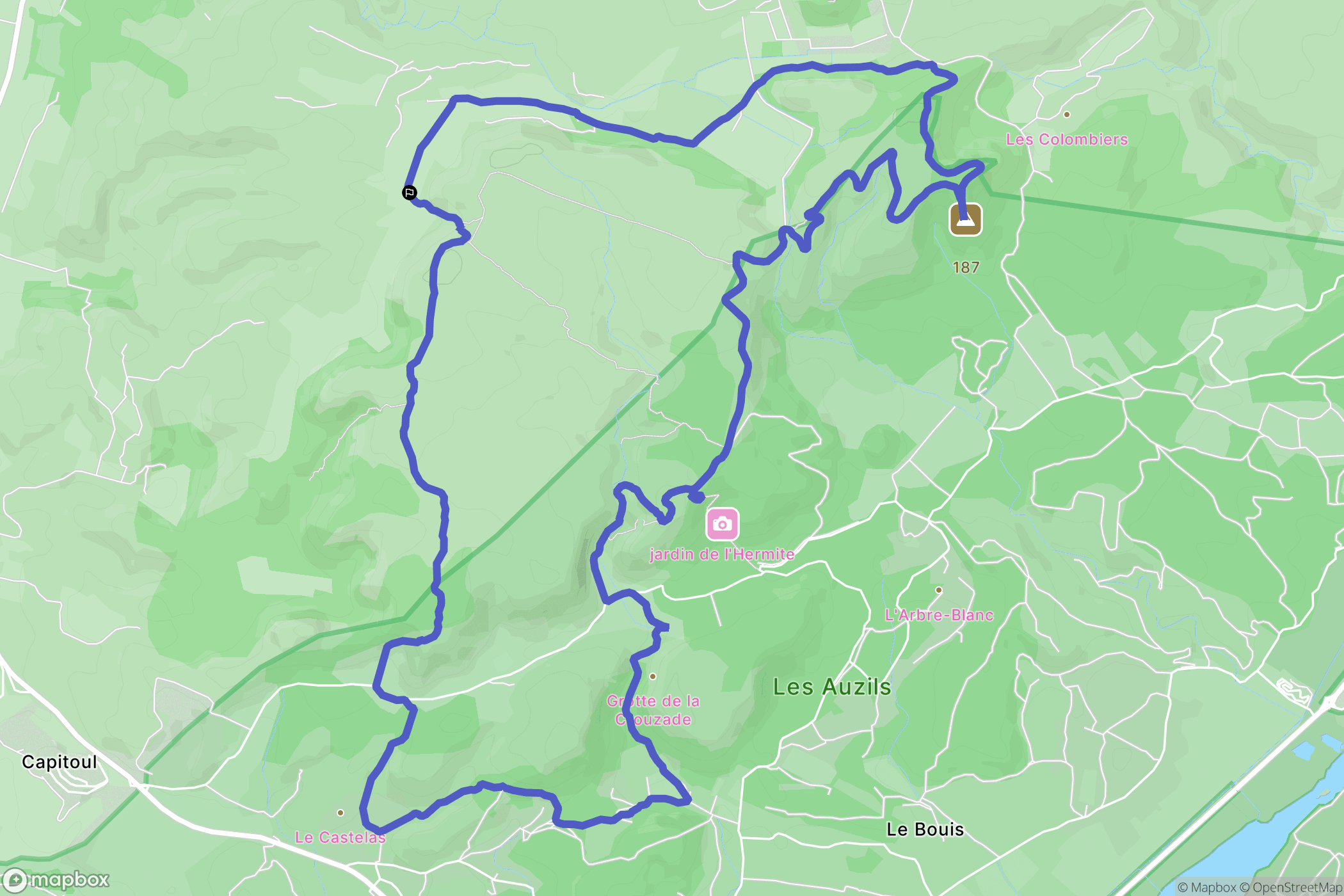 Bergerie de Figuières, Narbonne : carte du parcours de randonnée - France