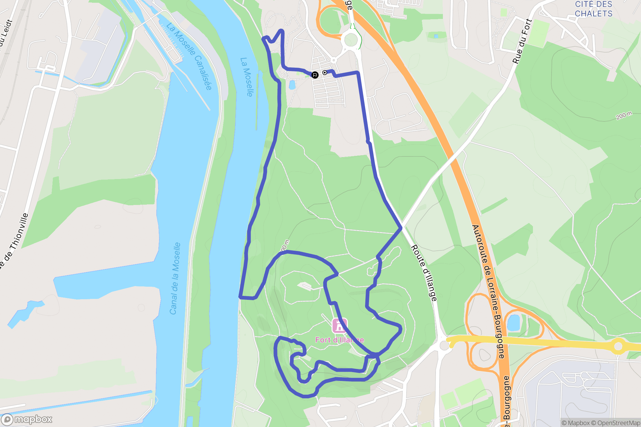 Illange : carte du parcours de randonnée - France