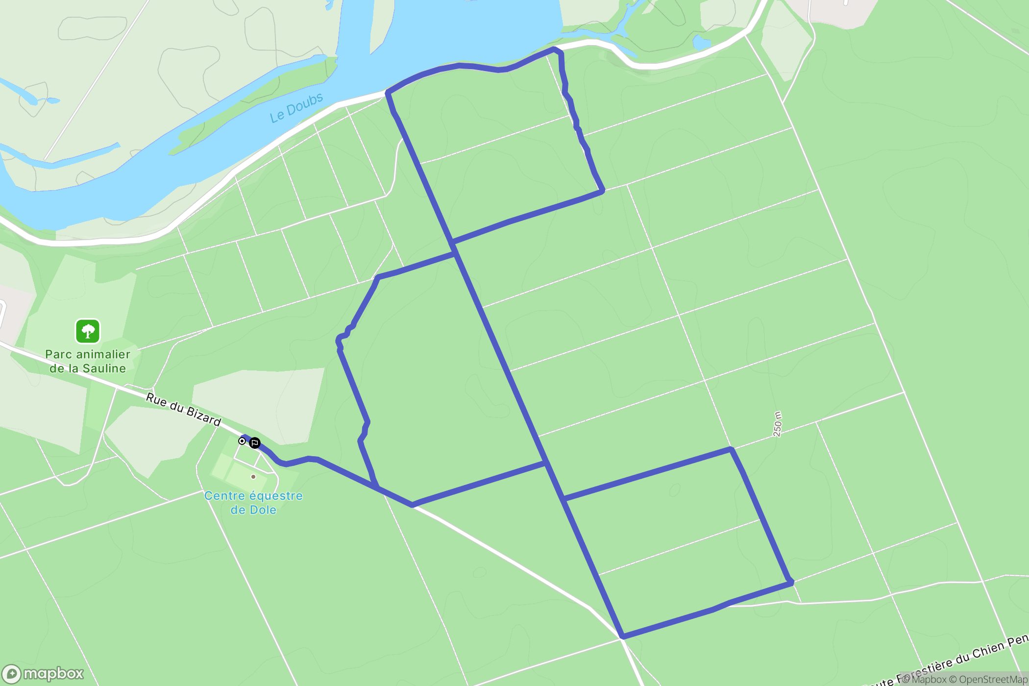 Azans, Dole : carte du parcours de randonnée - France