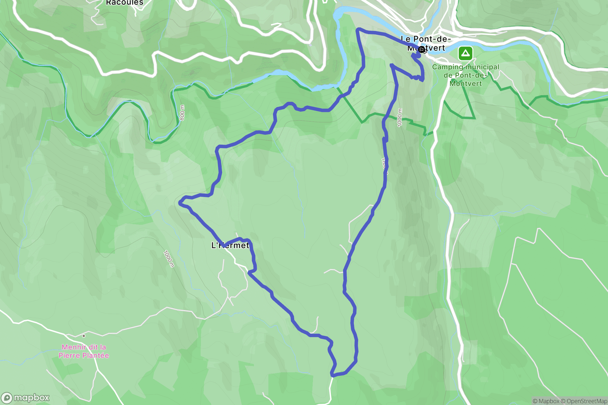 Le Pont-de-Montvert : carte du parcours de randonnée - France