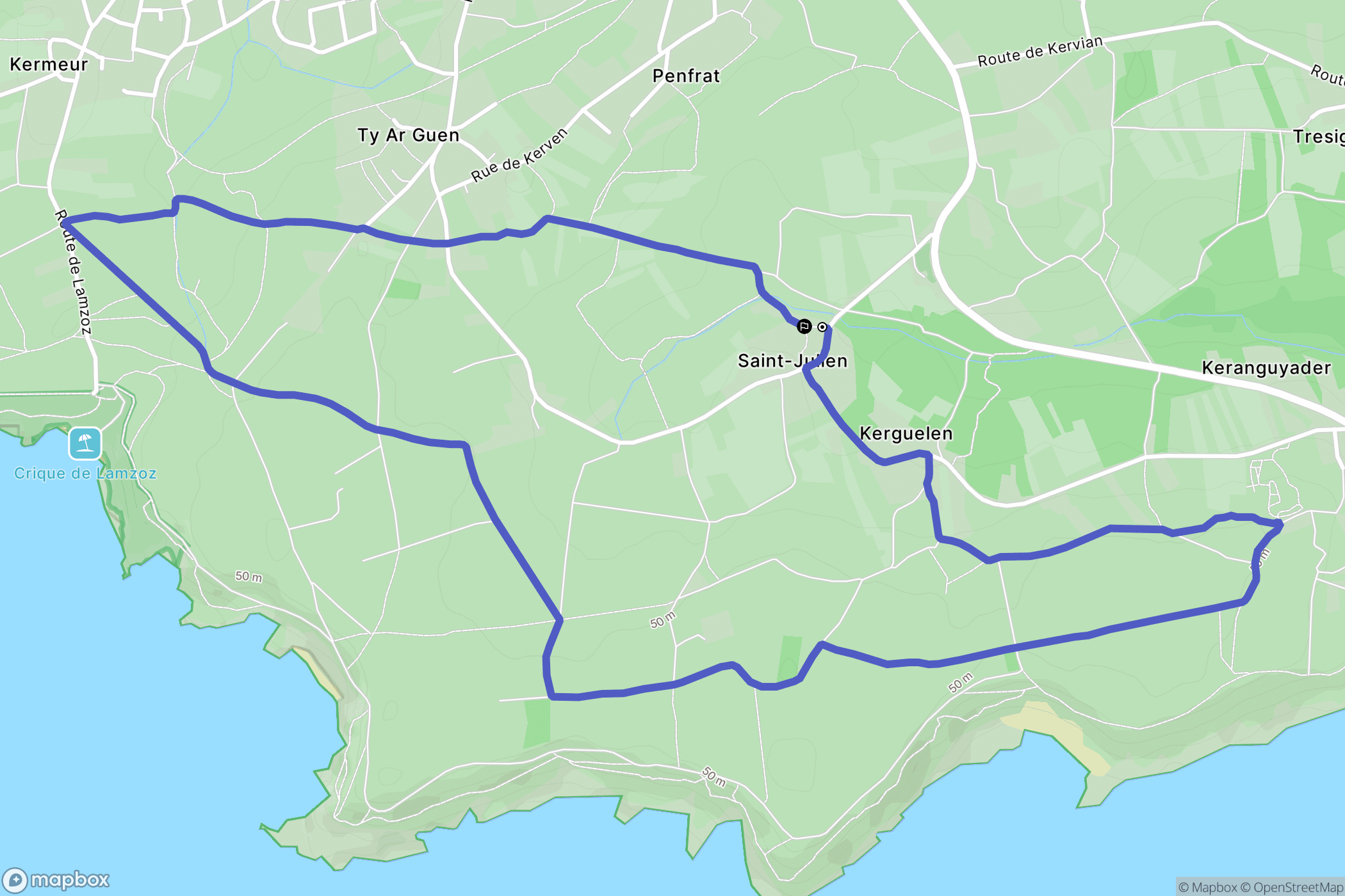 Saint-Julien : carte du parcours de randonnée - France