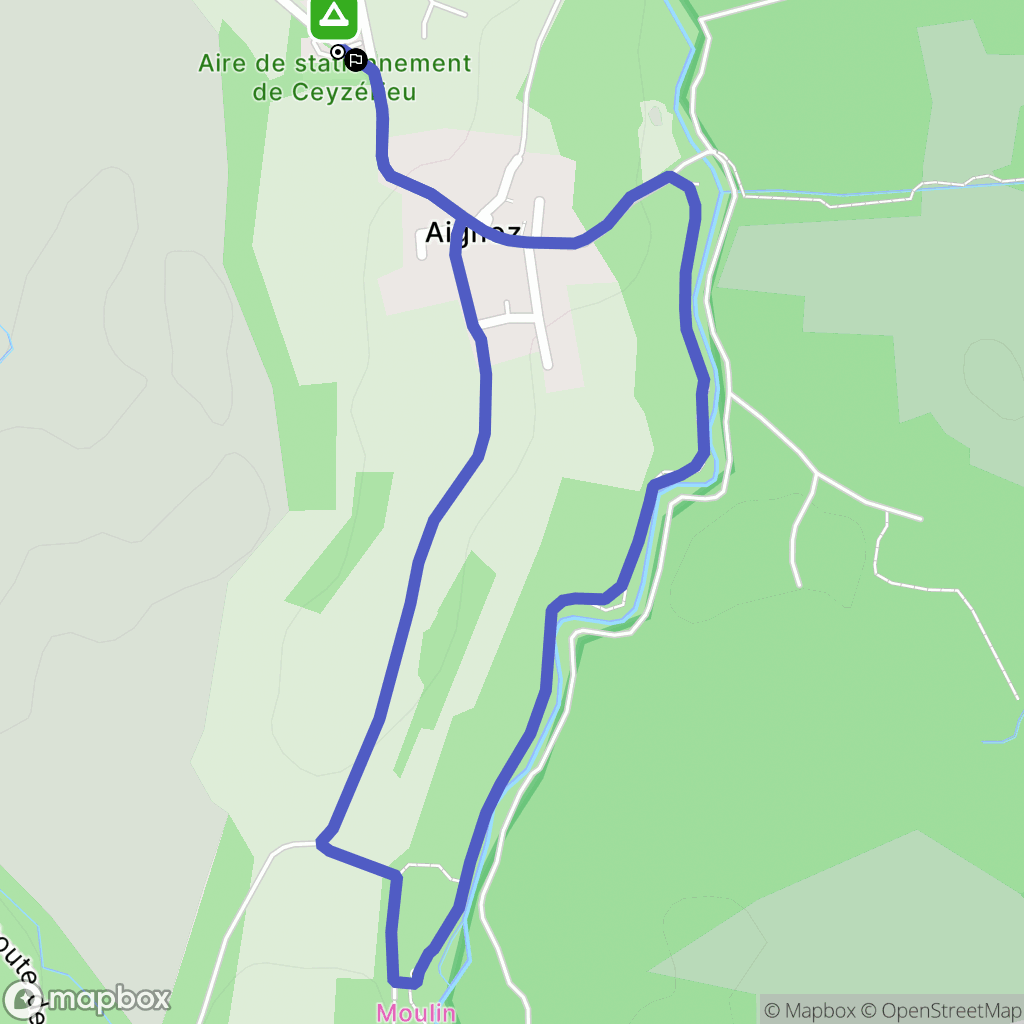 Aignoz, Ceyzérieu : carte du parcours de randonnée - France